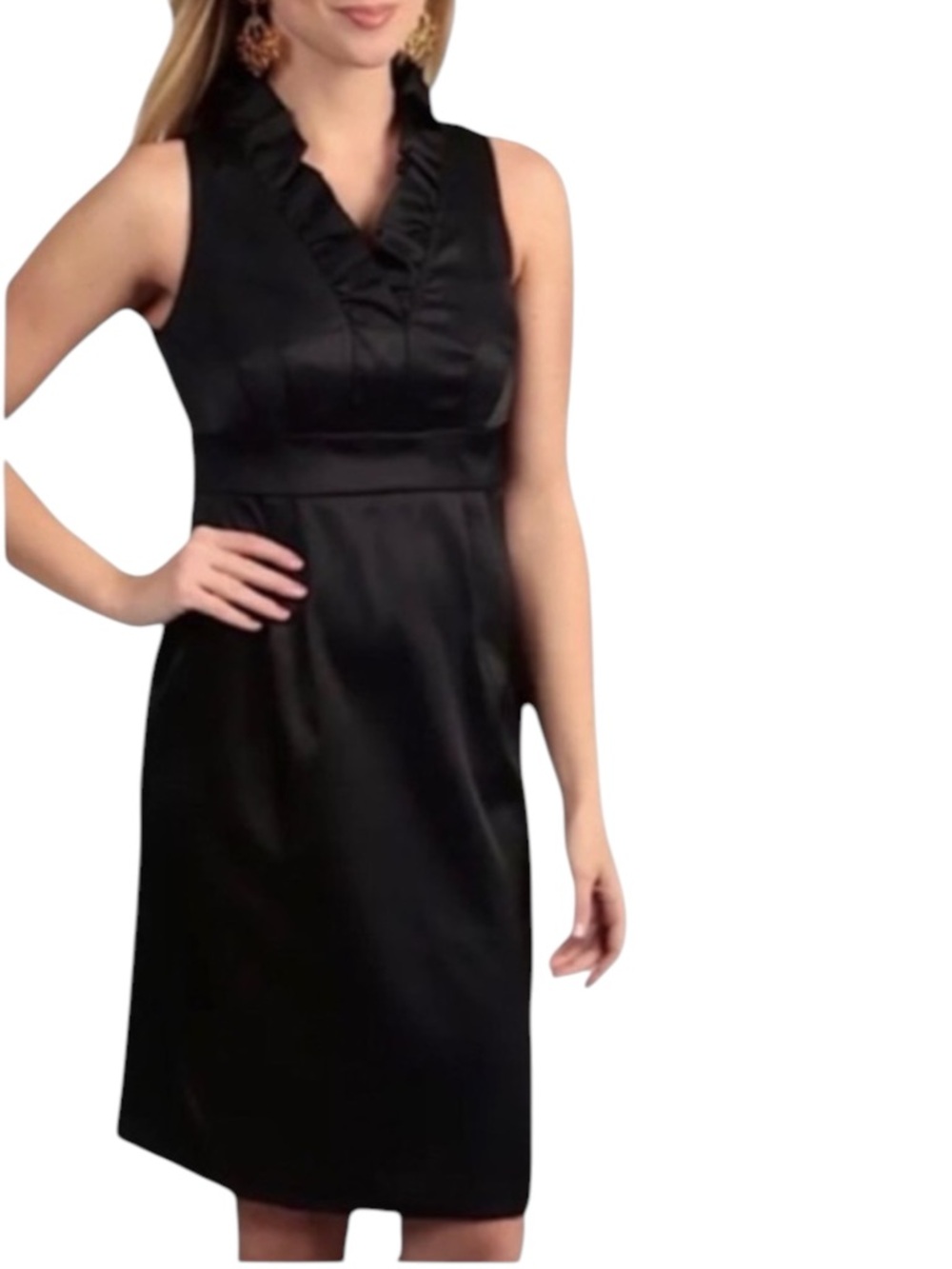 TAYLOR Little Black Dress Ruffle Neck Dress Size 2